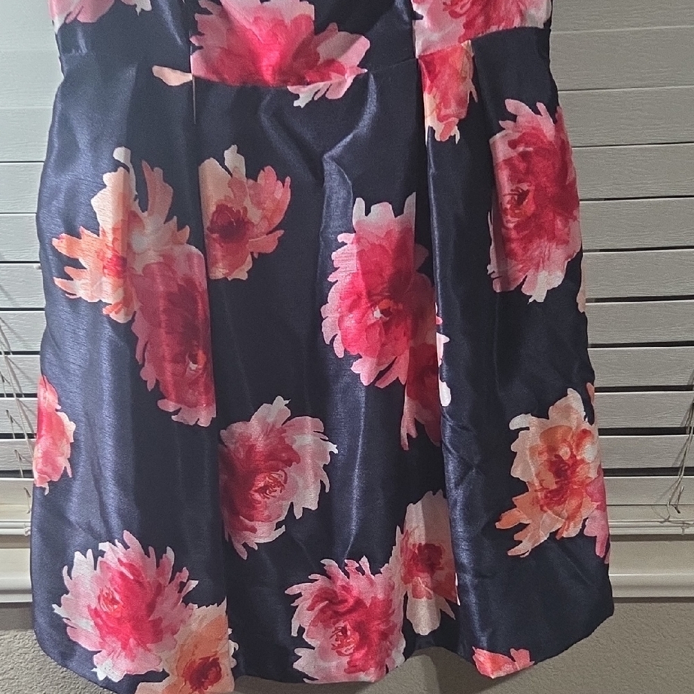 Jessica Howard Navy Midi Dress with Pink Floral Print - Picture 3 of 10